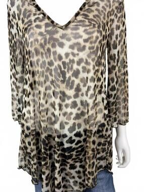 Cute Animal Print Sheer Top Size S
